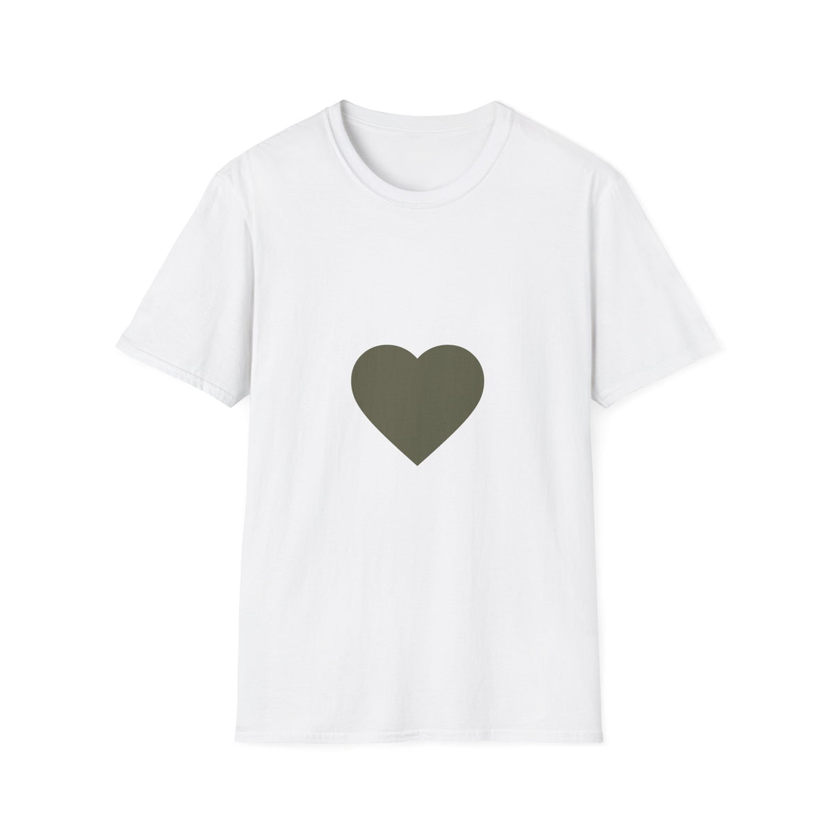 Olive Heart Unisex T-Shirt, Softstyle Tee, Casual Wear, Gift for Her, Minimalist Shirt, Everyday Fashion