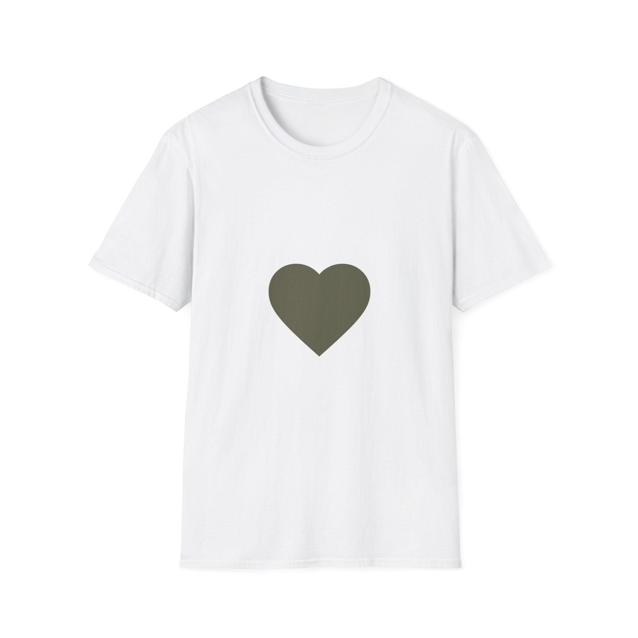 Olive Heart Unisex T-Shirt, Softstyle Tee, Casual Wear, Gift for Her, Minimalist Shirt, Everyday Fashion
